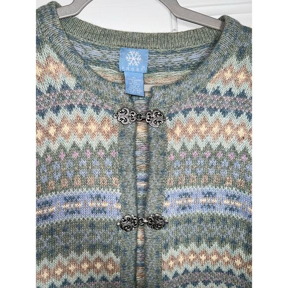 Frost 100% Lambs Wool cardigan sweater with metal fashion clasps - size XL - Picture 9 of 12